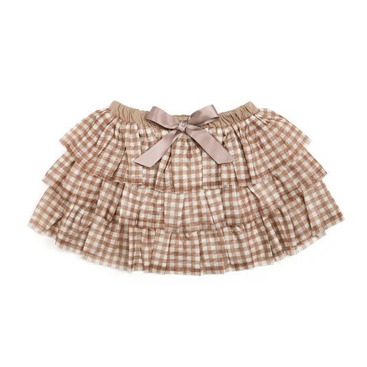 Gingham Printed Tulle Tiered Tutu