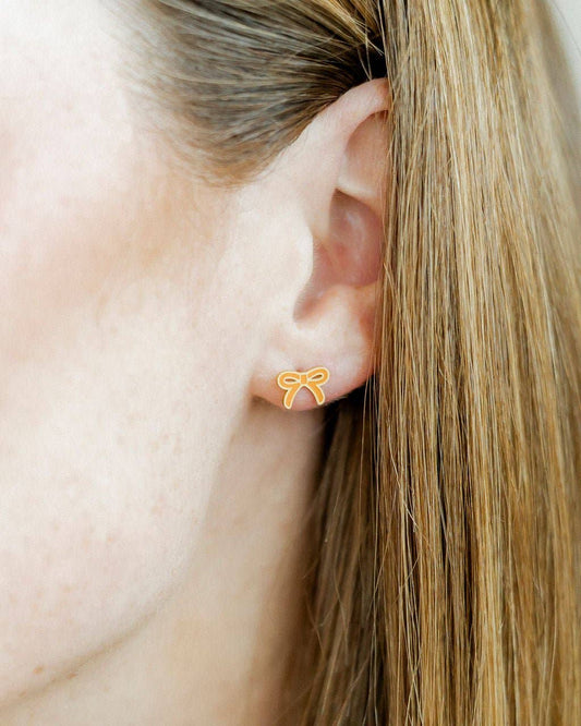 Sadie Bow Orange Screwback Stud Earrings