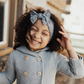 Dusty Blue/White dot Baby Bling® Shabby Dot Knot soft nylon headband: