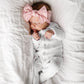 Putty/White dot Baby Bling® Shabby Dot Knot soft nylon headband: