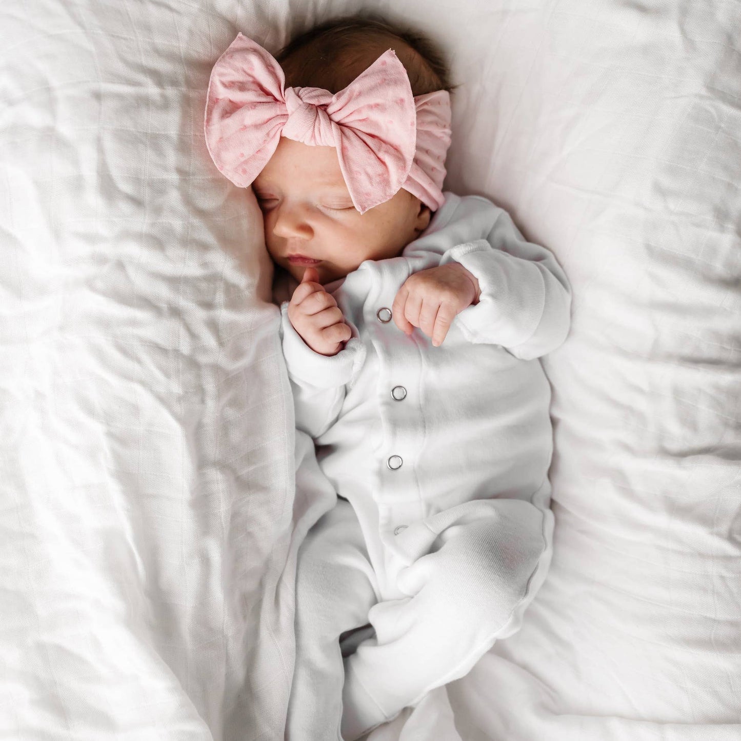 Putty/White dot Baby Bling® Shabby Dot Knot soft nylon headband: