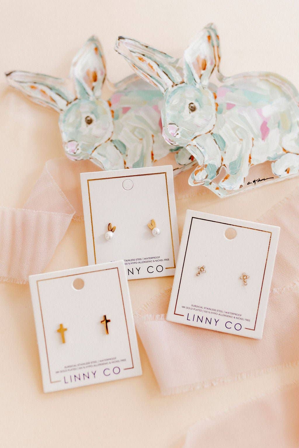 Catherine Cross Screwback Stud Earrings