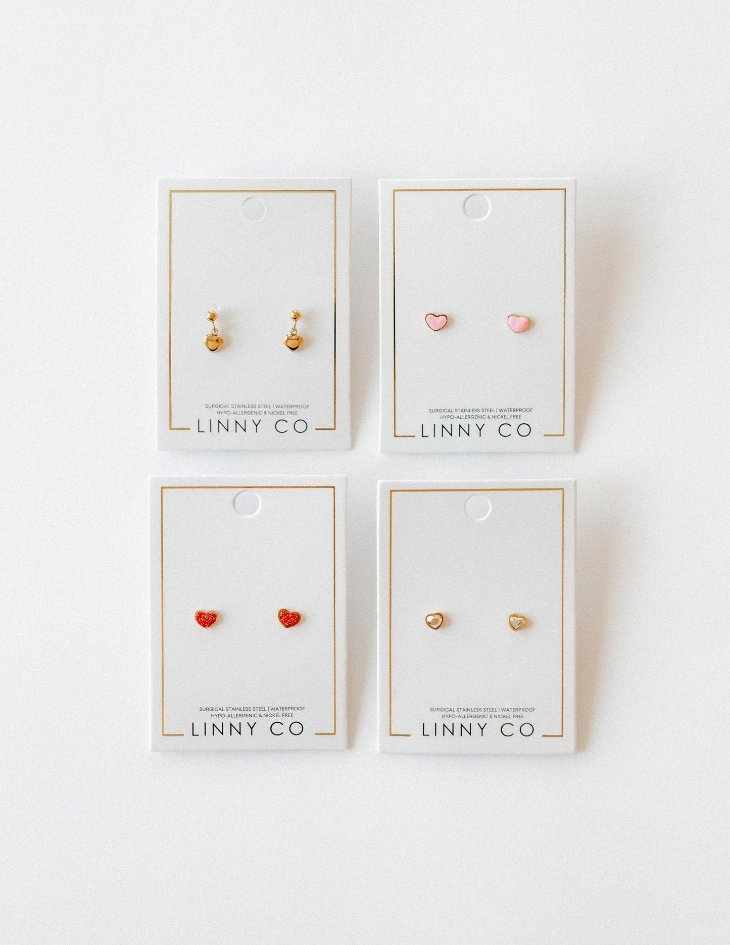 Nora Heart Pink Screwback Stud Earrings