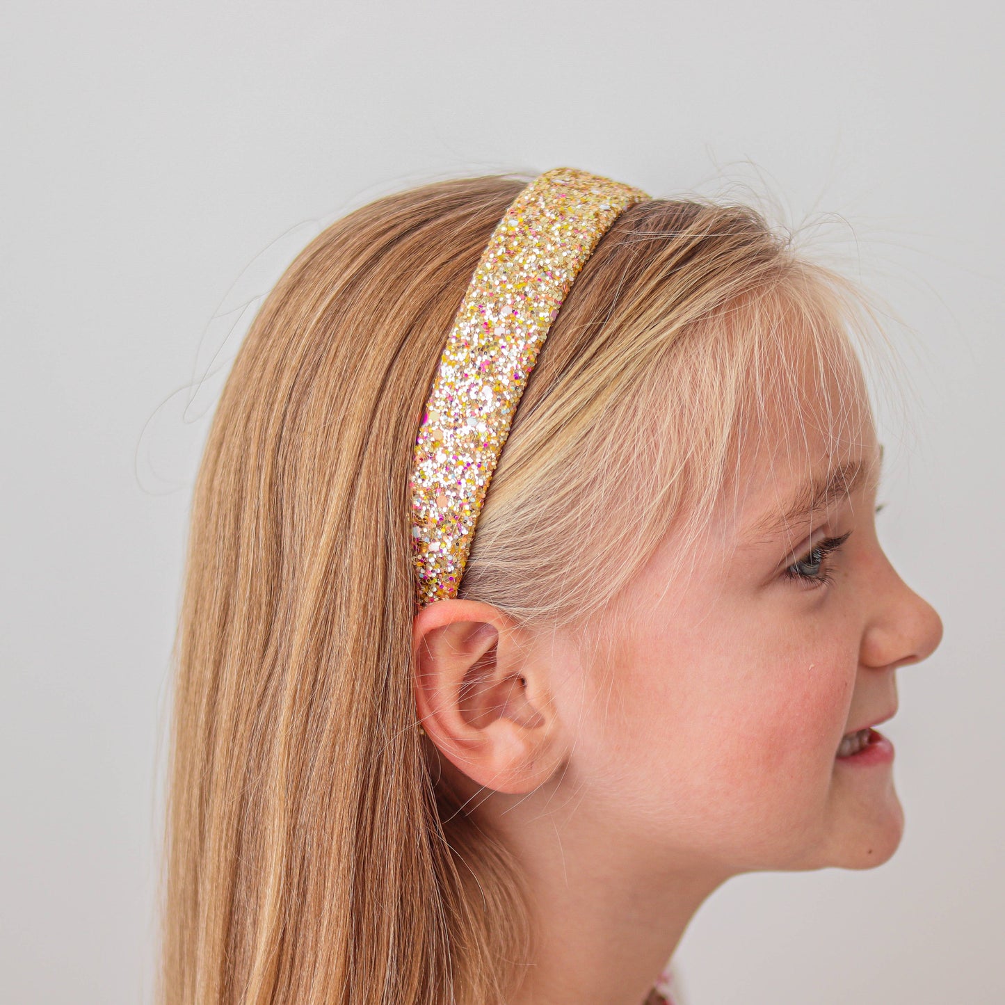Tapered Chunky Glitter Headband: White
