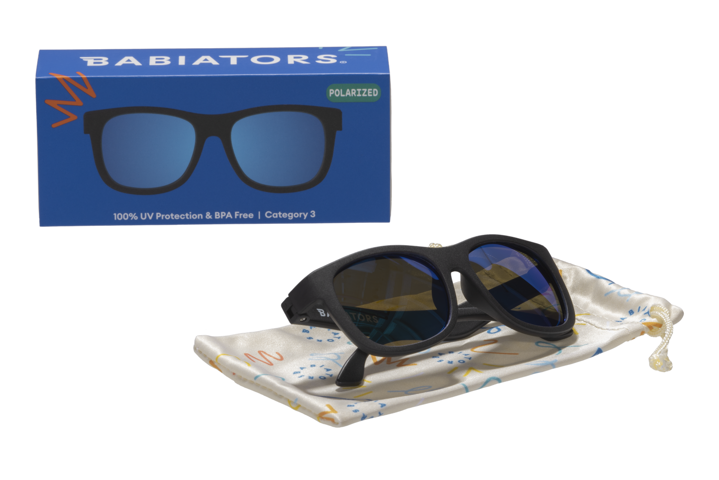 Polarized Navigator: Jet Black | Cobalt Mirrored Lens: Ages 3-5 / Polarized / Navigator