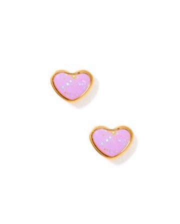 Nora Heart Purple Screwback Stud Earrings