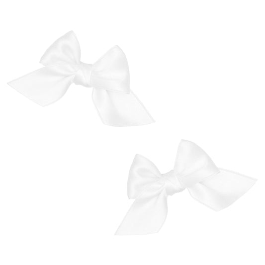 White 2pk Satin Baby Bloom Clips