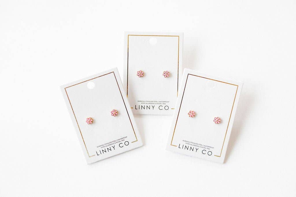 Alli Pink Screwback Stud Earrings