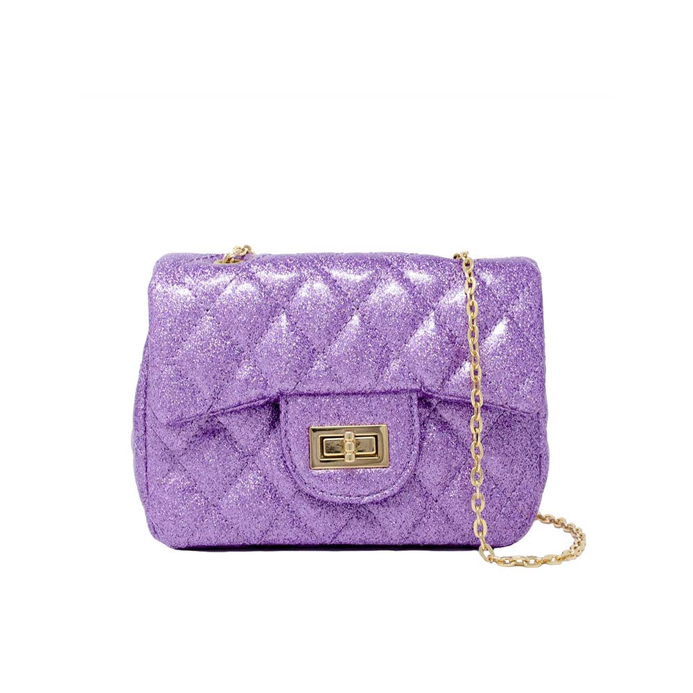 Classic Quilted Sparkle Mini Bag: Silver