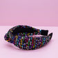 Kids Knot Headband - Rainbow Sequin Knotted Hair Accessories: White
