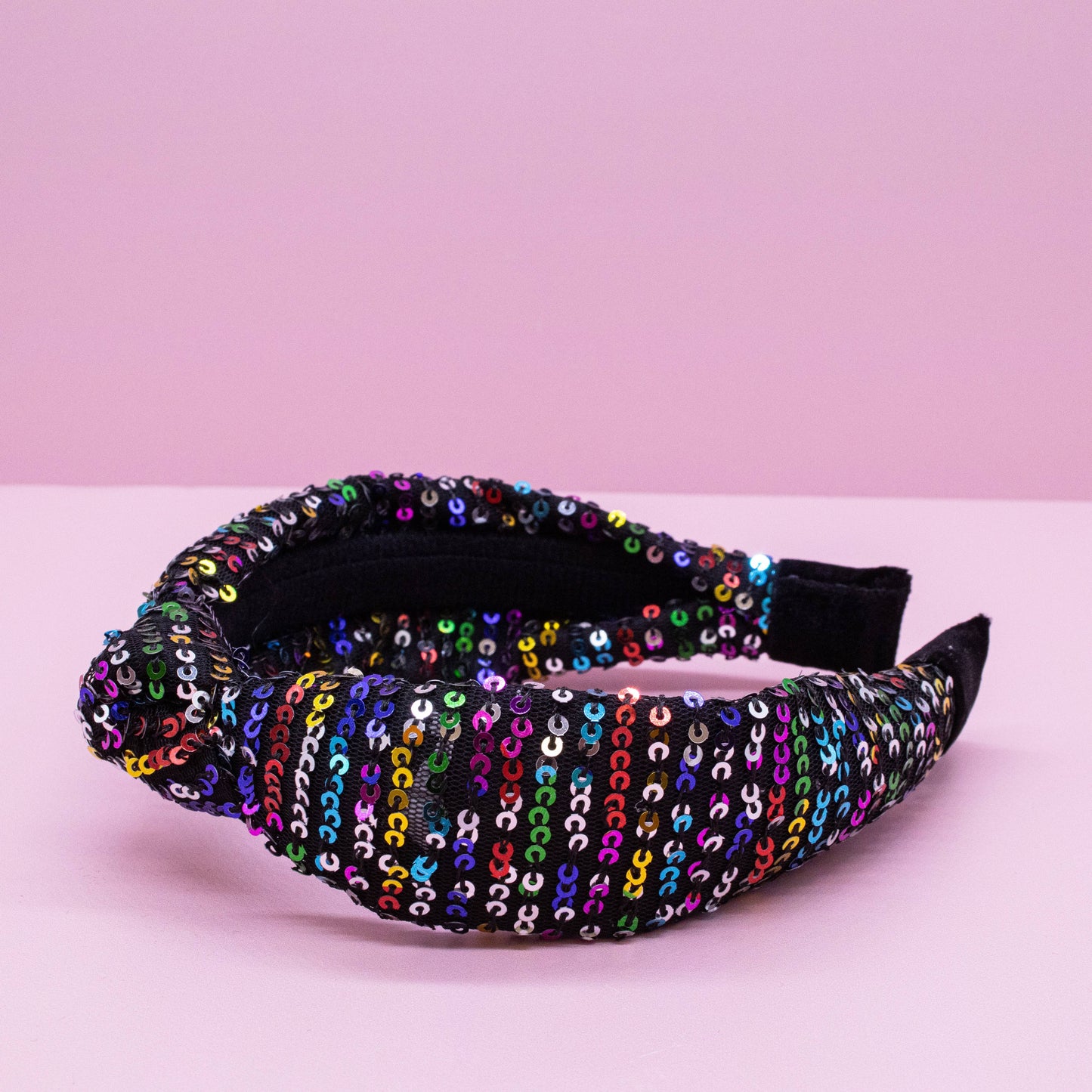 Kids Knot Headband - Rainbow Sequin Knotted Hair Accessories: White