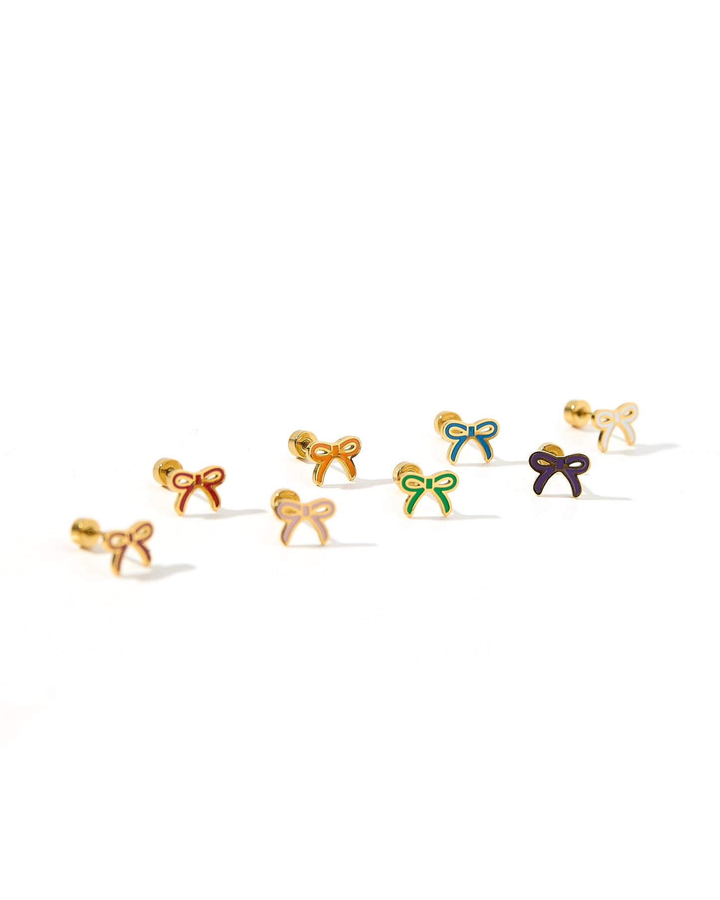 Screwback Stud Earrings - Sadie Bow White
