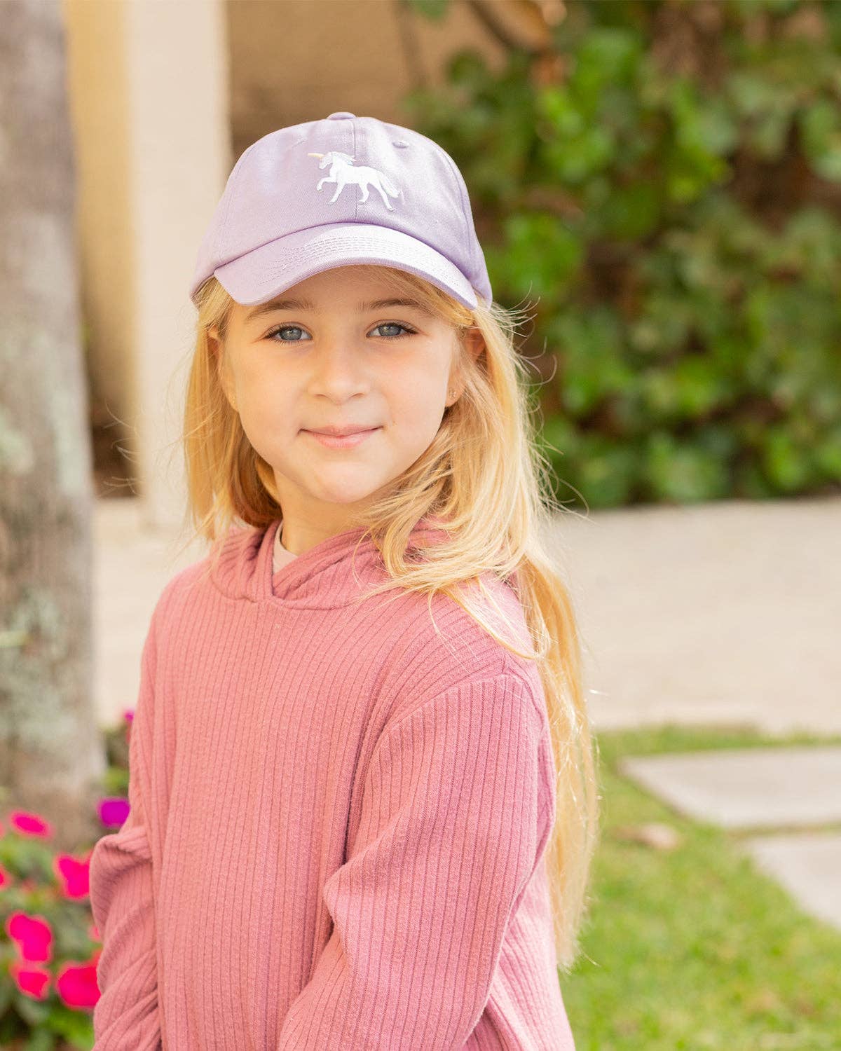 Rainbow Unicorn Bow Baseball Hat: Youth (ages 2-7)