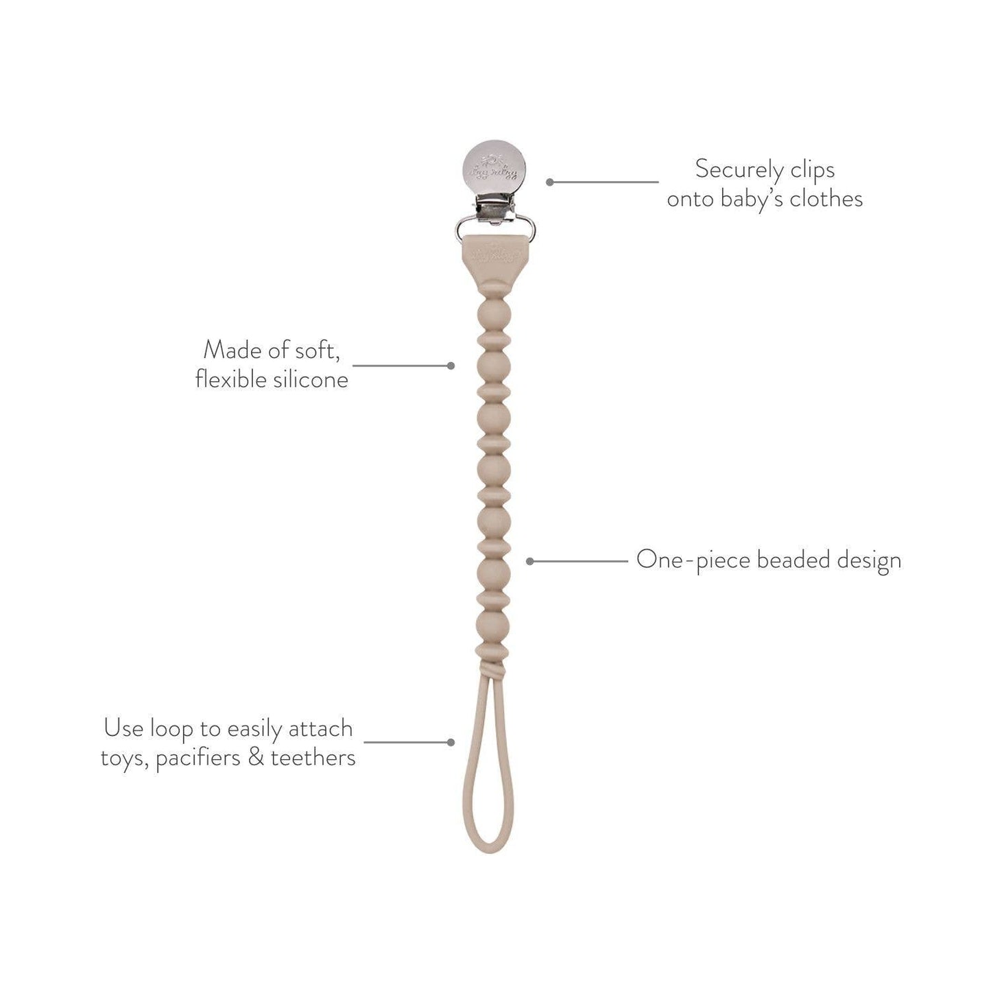 Sweetie Strap™ Silicone One-Piece Pacifier Clips: Succulent Beaded