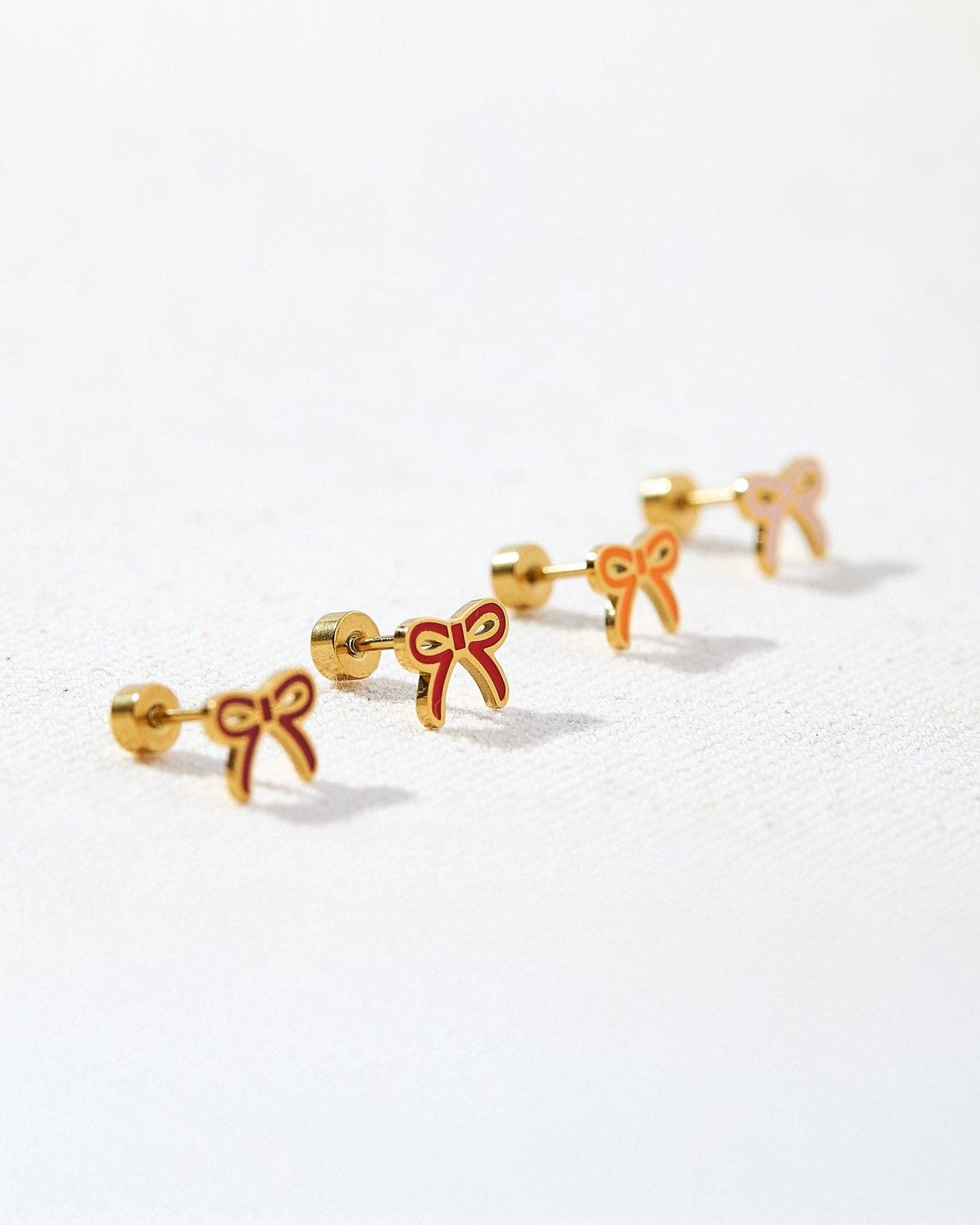 Sadie Bow Orange Screwback Stud Earrings