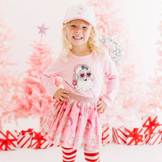 Retro Santa Christmas Tutu - Dress Up Skirt - Kids Holiday: 4-6Y