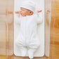 Solid Essentials White Footie  with Light Blue Trim: 3 Months