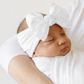 Dusty Blue/White dot Baby Bling® Shabby Dot Knot soft nylon headband: