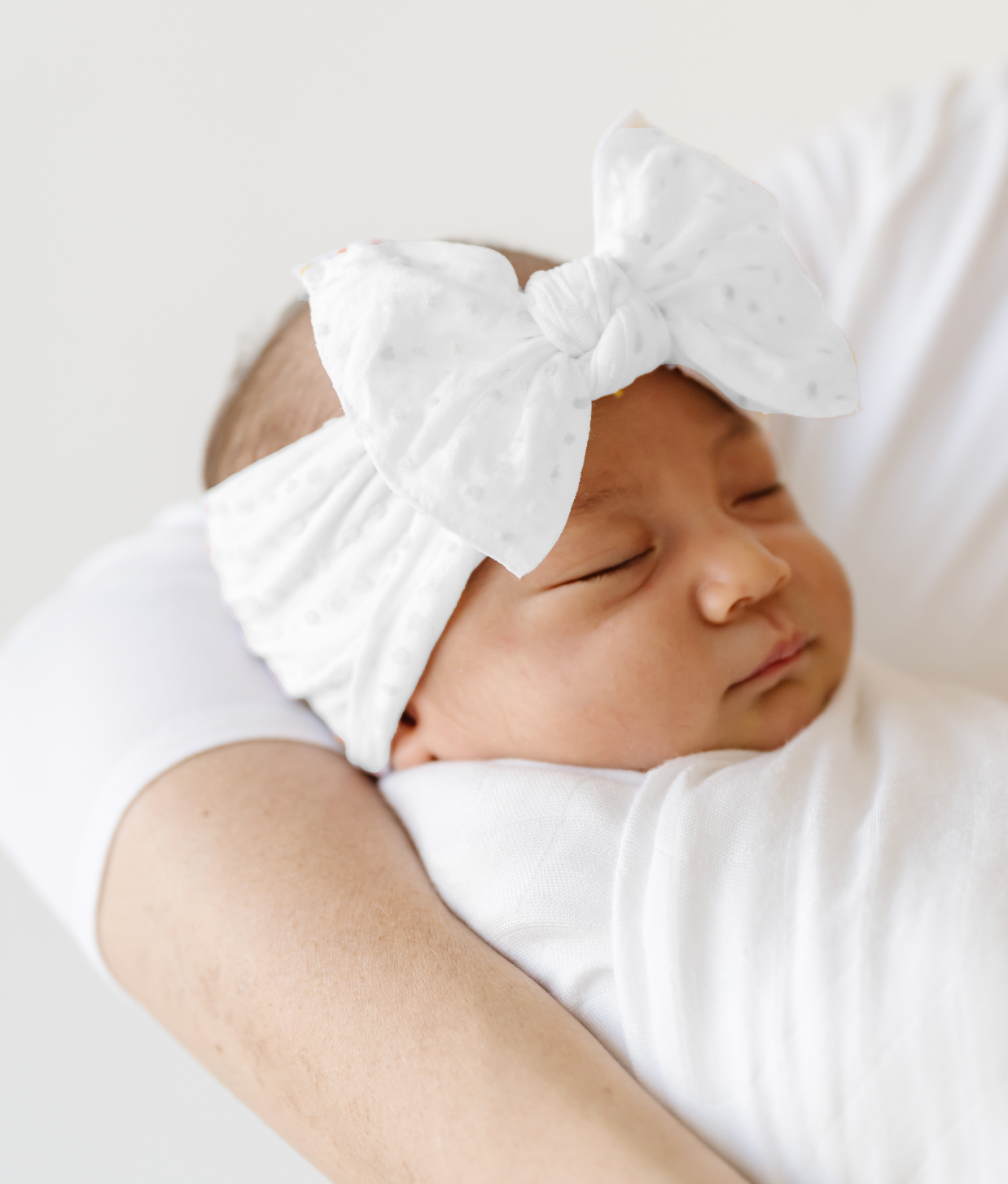 Putty/White dot Baby Bling® Shabby Dot Knot soft nylon headband: