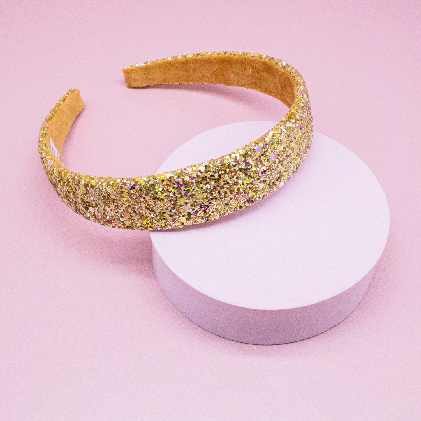 Tapered Chunky Glitter Headband: White