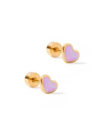 Nora Heart Purple Screwback Stud Earrings