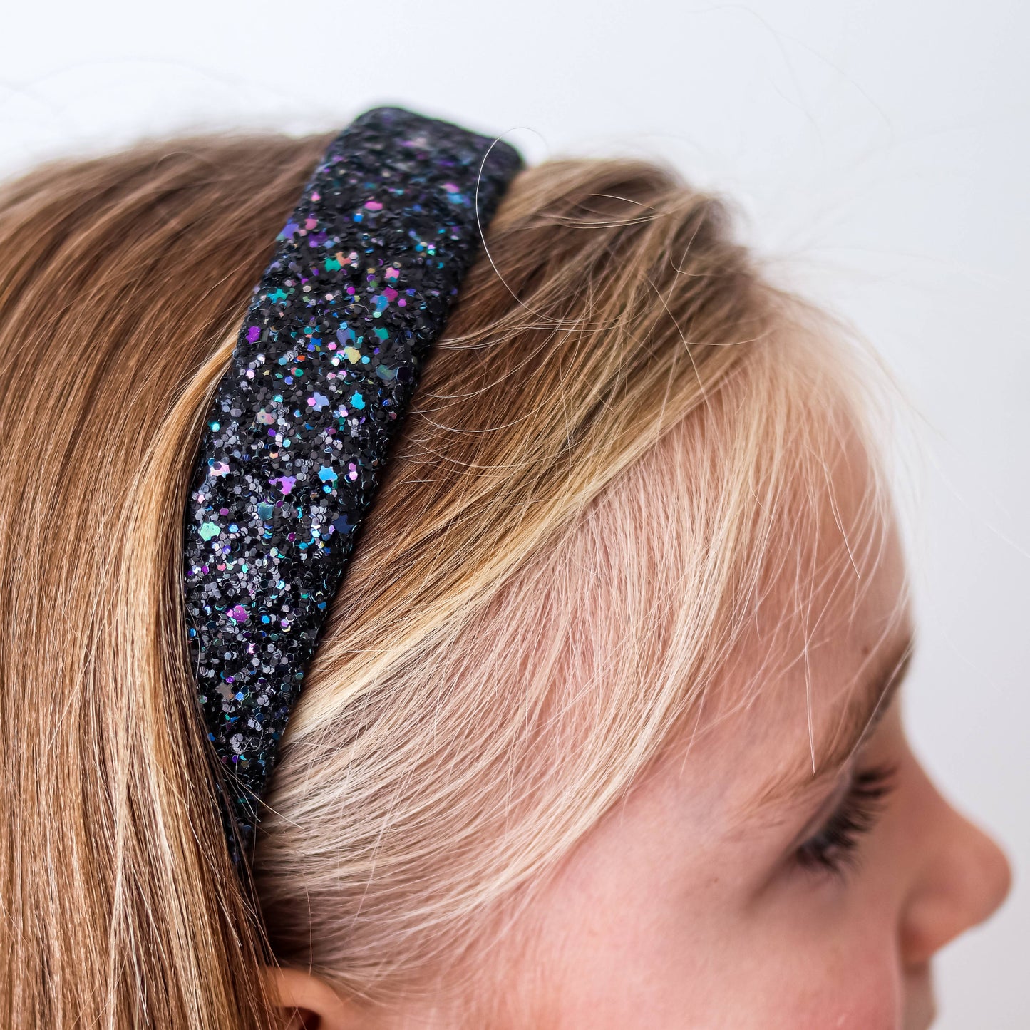 Tapered Chunky Glitter Headband: White
