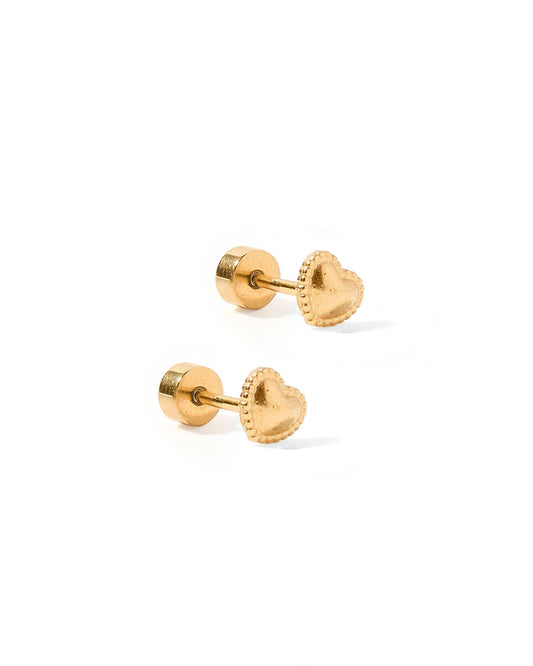 Screwback Stud Earrings - Violet Heart