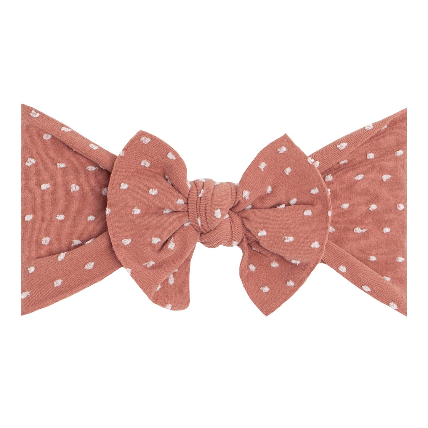 Putty/White dot Baby Bling® Shabby Dot Knot soft nylon headband: