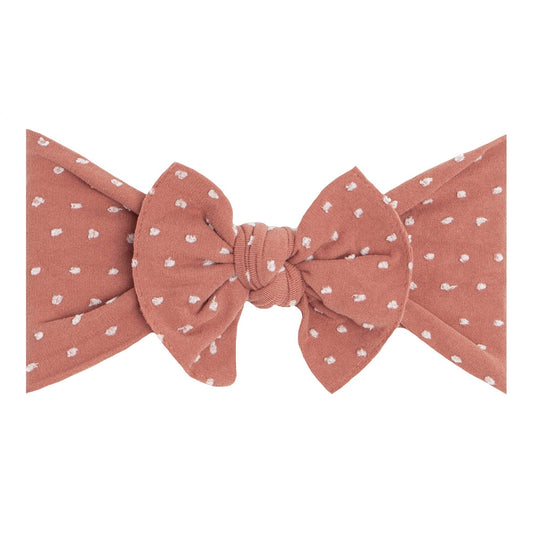 Putty/White dot Baby Bling® Shabby Dot Knot soft nylon headband: