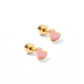 Nora Heart Pink Screwback Stud Earrings