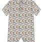 Performance Collared S/S Romper- Fish Print