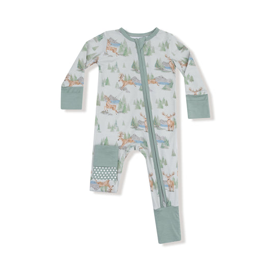 Two Way Zipper Convertible Romper- Buck Deer