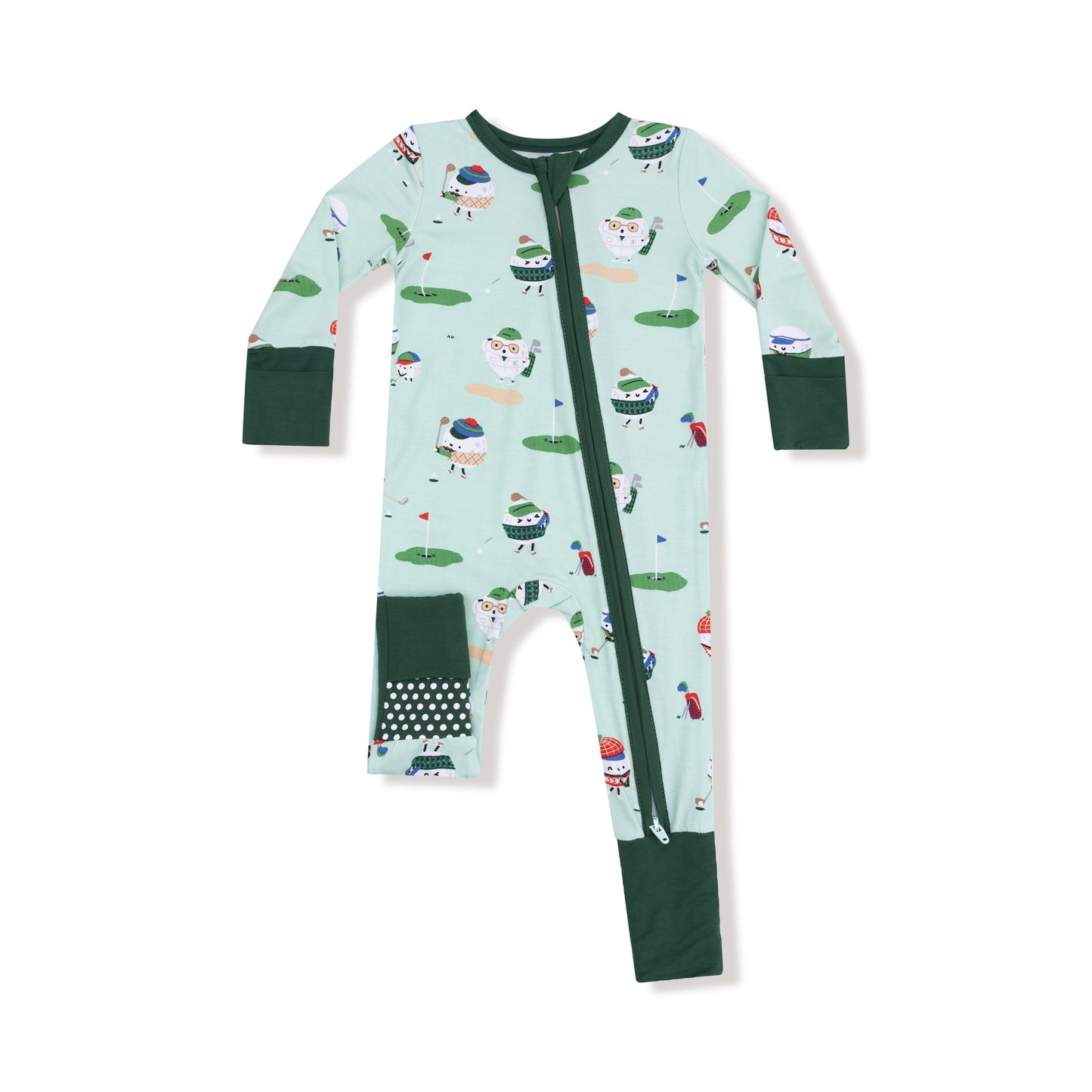 Two Way Zipper Convertible Romper- Green Golf Pros