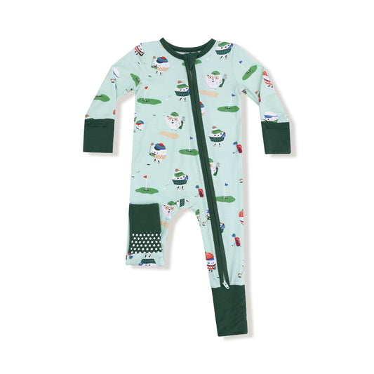 Two Way Zipper Convertible Romper- Green Golf Pros