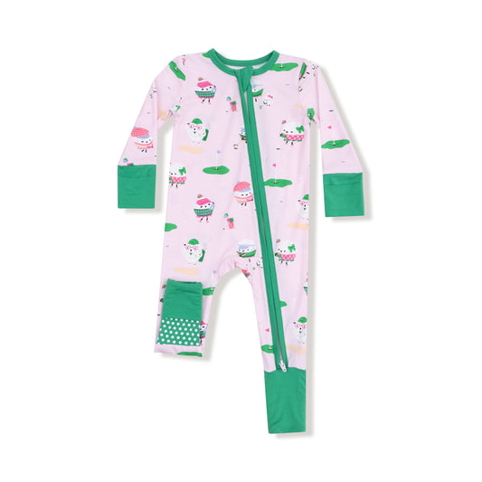 2 Way Zipper Convertible Romper- Pink Golf Pros