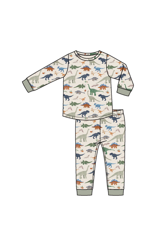 L/S Pajama Set- Washy Dinos