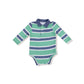 Polo Bodysuit- Green & Navy Rugby Stripe
