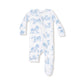 Two Way Zipper Footie- Blue Farm Toile