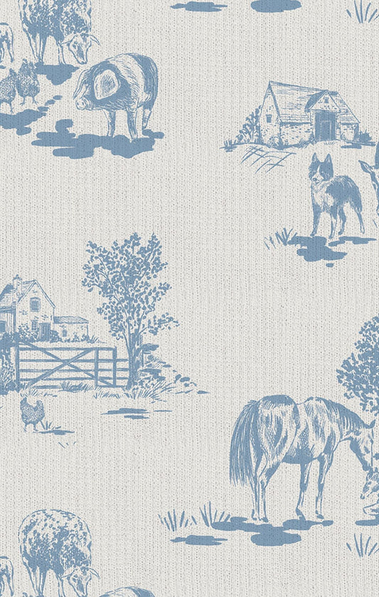 Two Way Zipper Footie- Blue Farm Toile