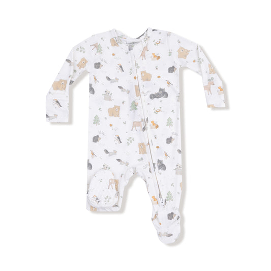 Two Way Zipper Footie- Woodland Babies
