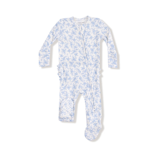 Two Way Zipper Ruffle Back Footie- Romi Floral