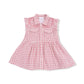 Western Pearl Snap Dress w/ Howdy Embroidery on Back- Rose Pink Plaid