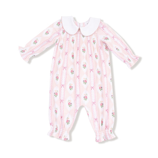 Smocked Peter Pan Romper- Ogee Lace Floral