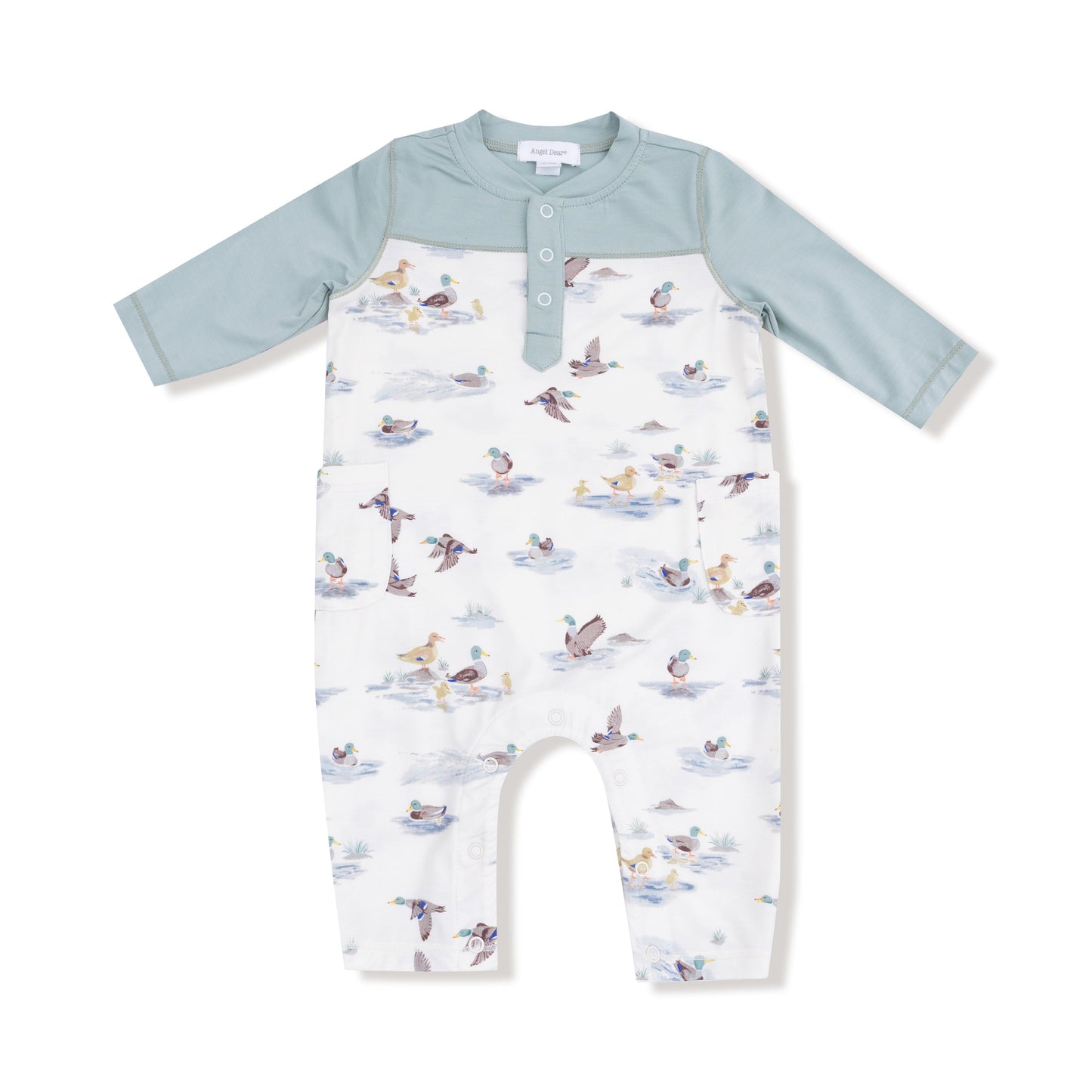 Romper w/ Contrast Sleeves- Migrating Mallards
