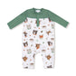 Romper w/ Contrast Sleeves- Woodland Animal Faces