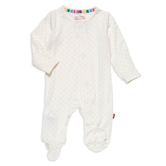 Pin Dot Cream Footie- Magnetic Me