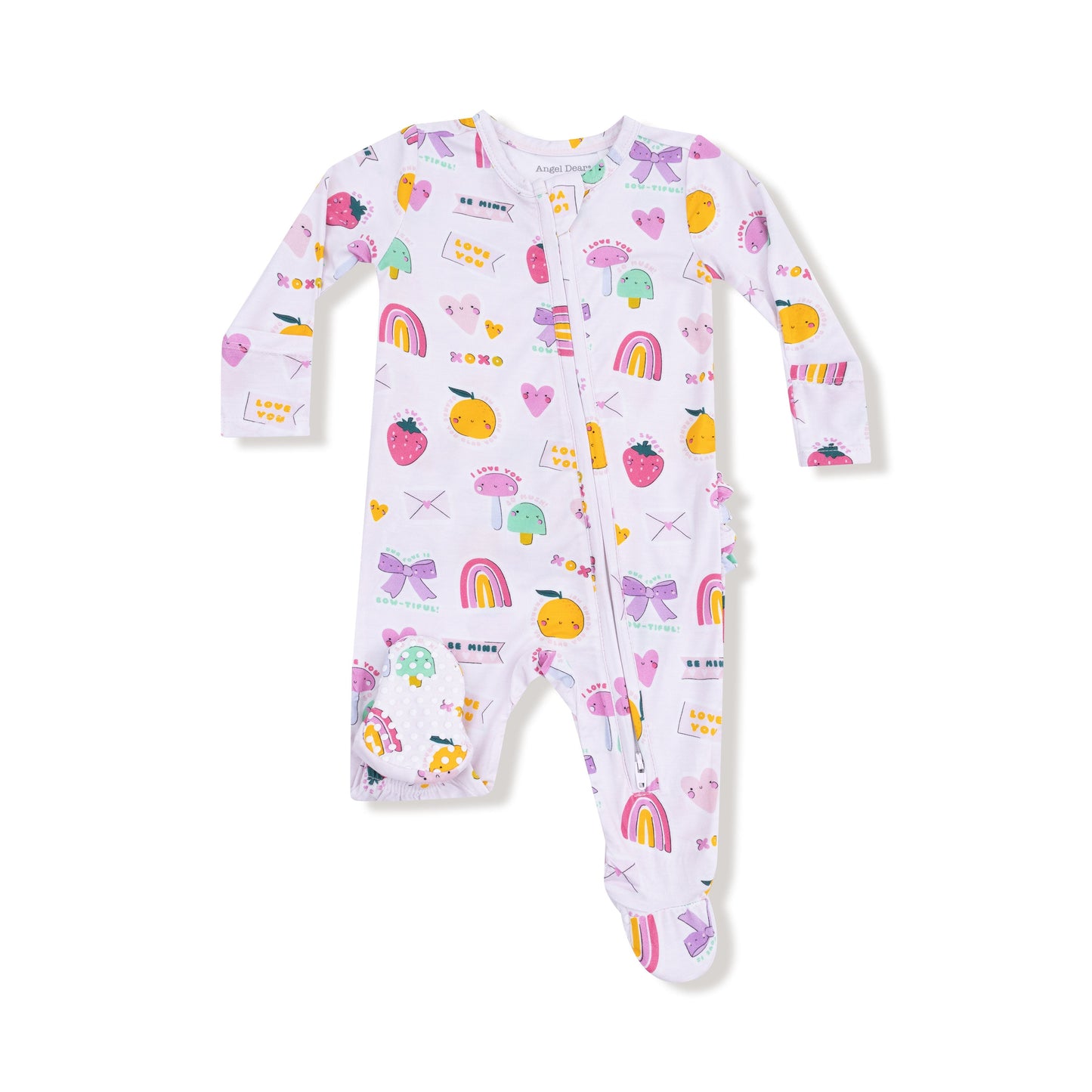 My Funny Valentine 2 Way Zipper Ruffle Back Footie