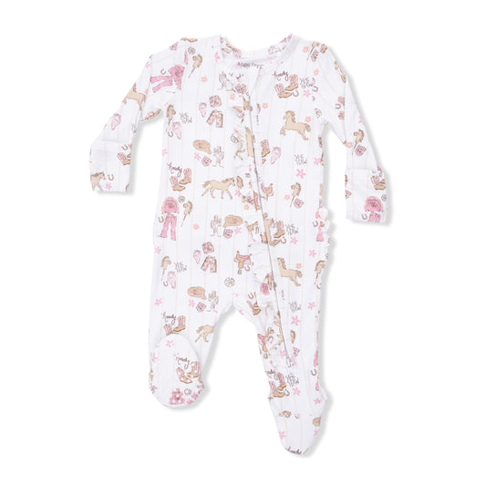 Cowgirl Nursery - 2 Way Ruffle Front Zipper Footie