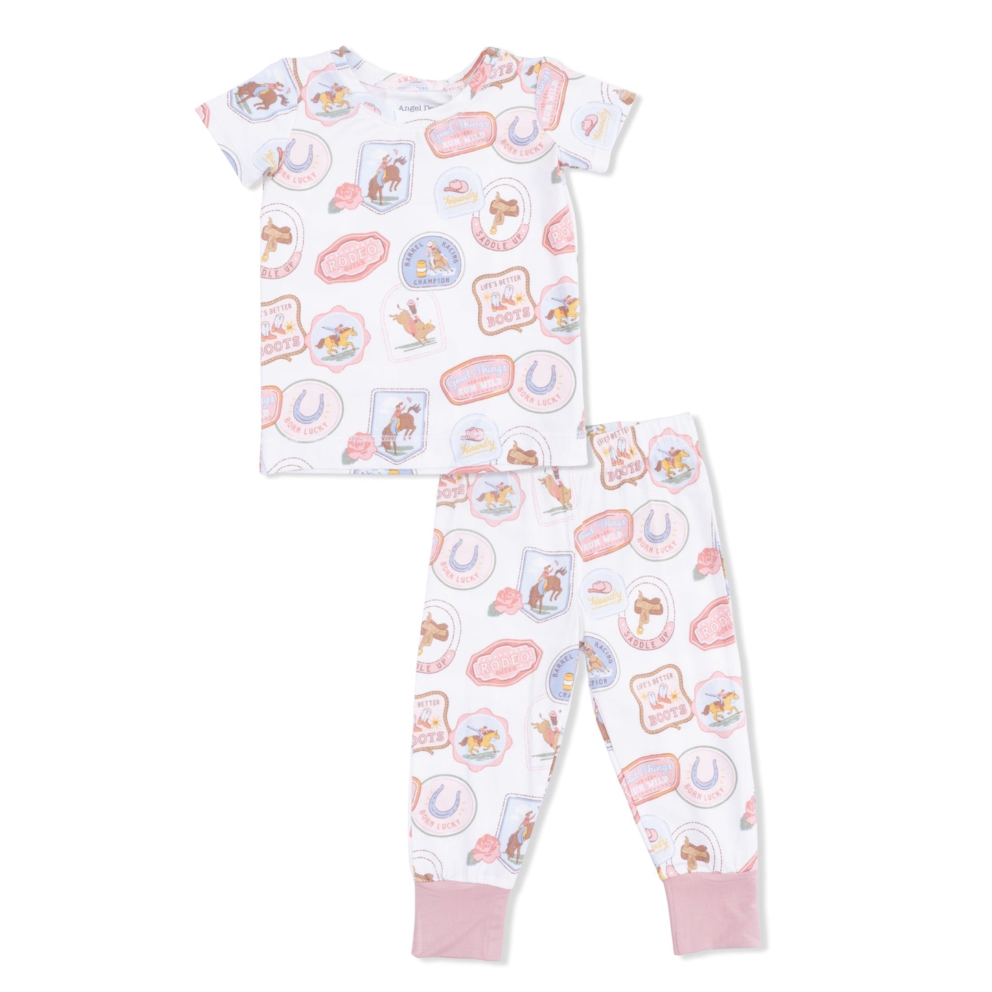 Rodeo Patches Pink - Short Sleeve Loungewear Set