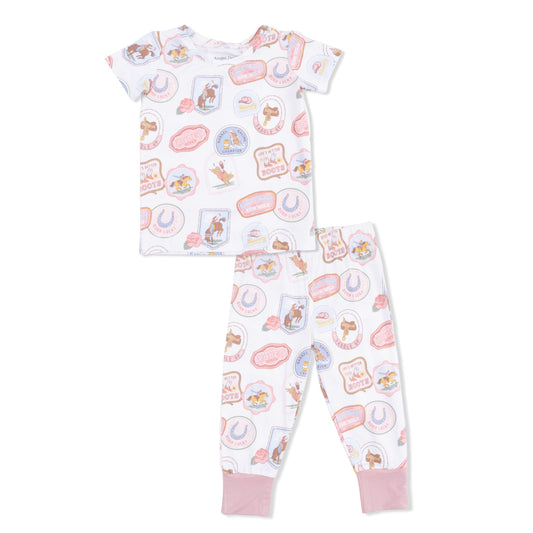 Rodeo Patches Pink - Short Sleeve Loungewear Set